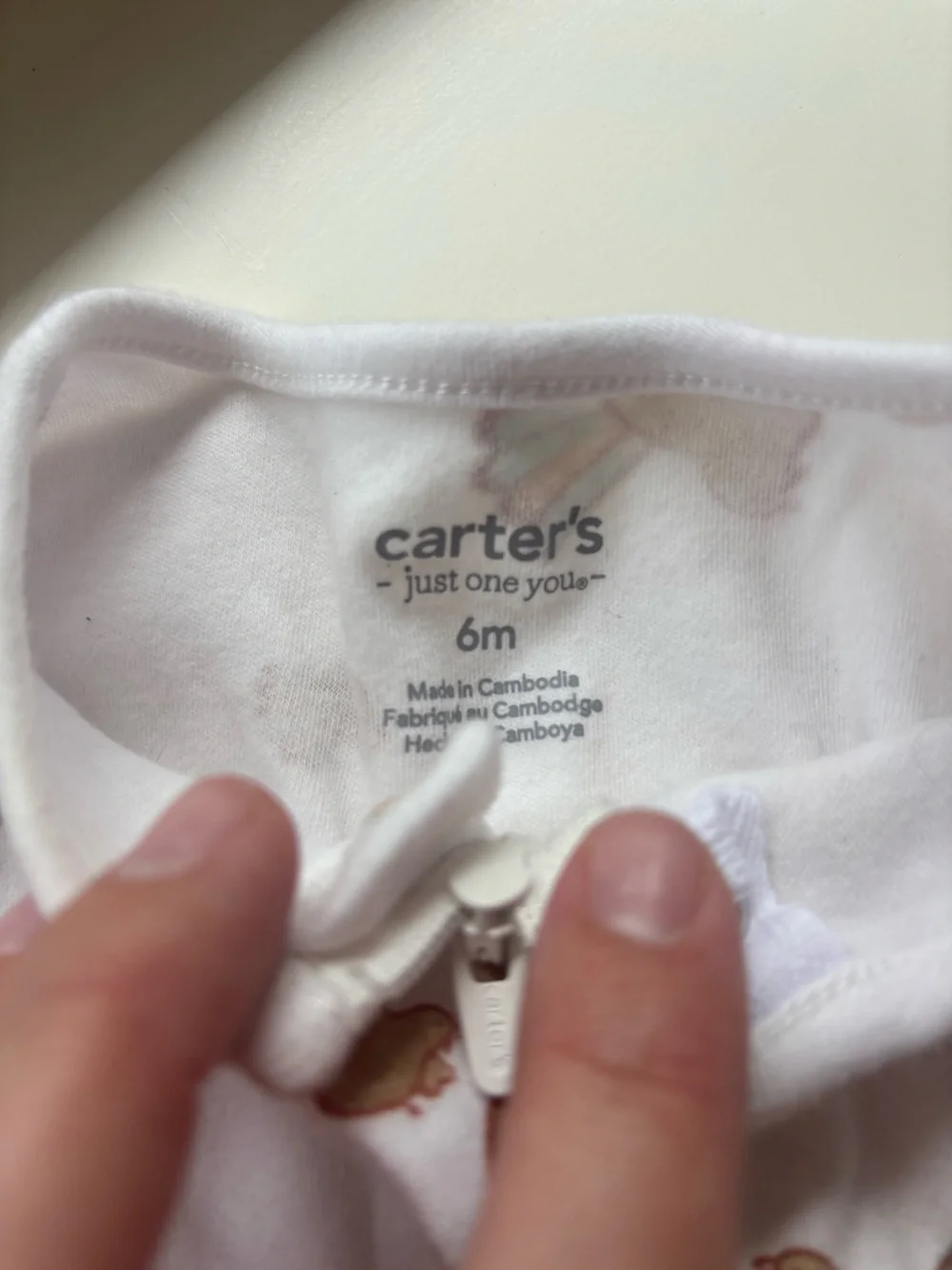 Carter's White Footed Sleep Sack with Beige Bird Print